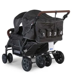 Poussettes Doubles & Triples|Tout Pour Vos Balades*Childhome Poussette Quadruple avec frein auto + housse de pluie + pare-soleil de Noir