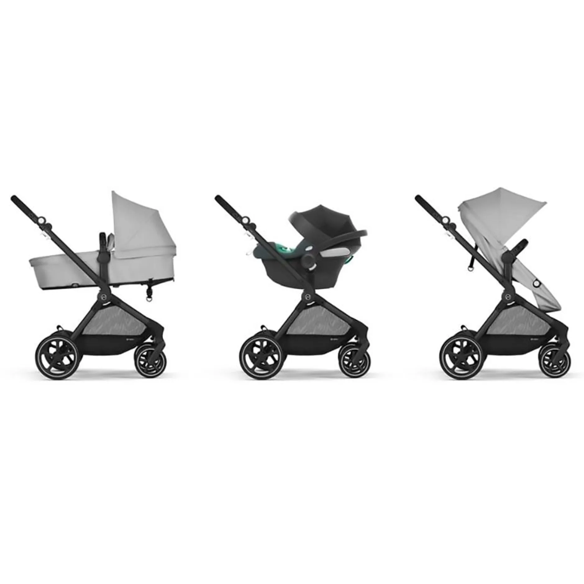 Tout Pour Vos Balades|Nacelles*CYBEX Poussette Trio EOS : Poussette 2-en-1 EOS + Aton B2 i-Size + Adaptateurs de Stone Grey
