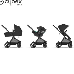 Tout Pour Vos Balades|Nacelles*CYBEX Poussette Trio EOS : Poussette 2-en-1 EOS + Aton B2 i-Size + Adaptateurs de Moon Black