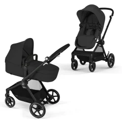 Tout Pour Vos Balades|Nacelles*CYBEX Poussette Trio EOS : Poussette 2-en-1 EOS + Aton B2 i-Size + Adaptateurs de Moon Black