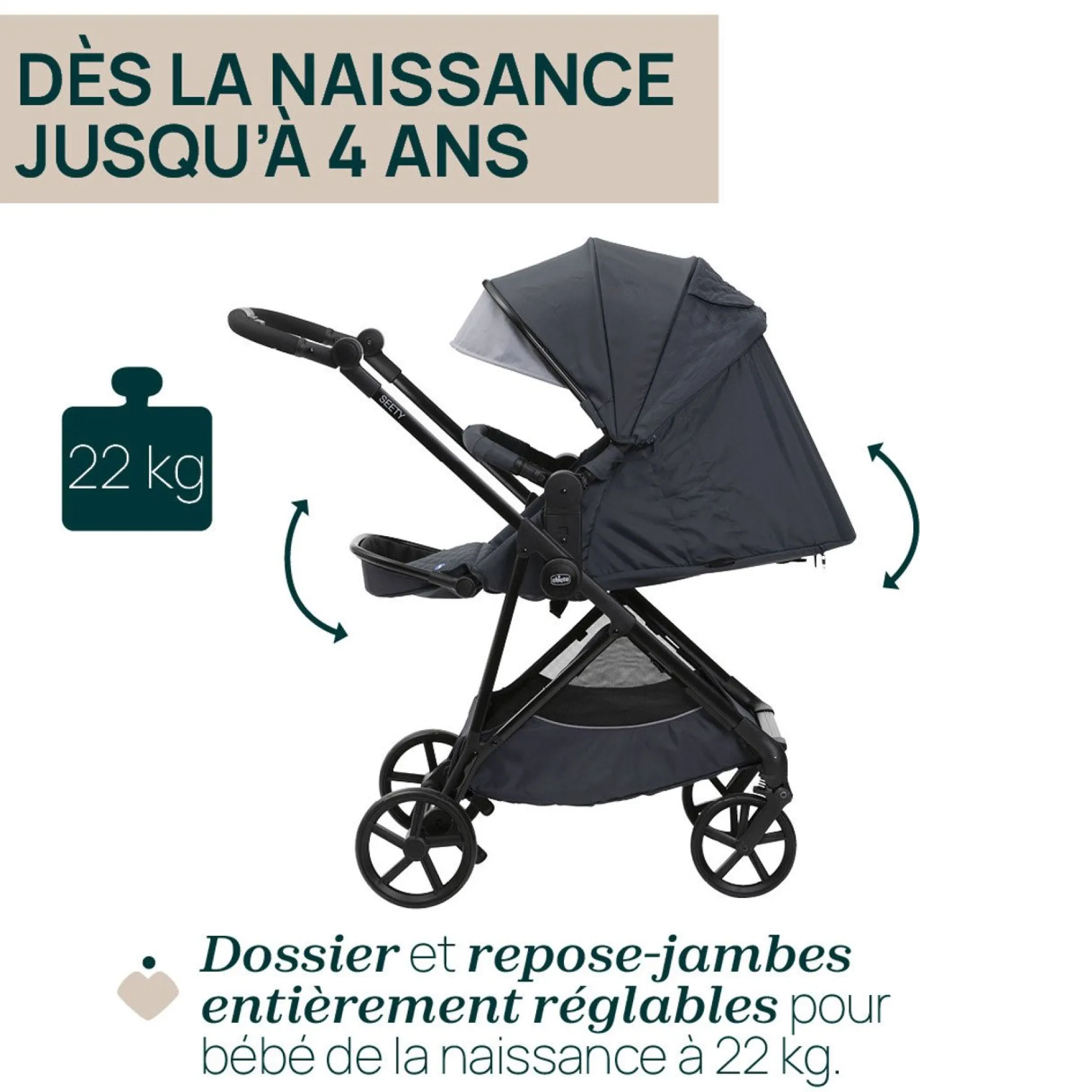 Tout Pour Vos Balades|Poussettes 3-En-1*Chicco Poussette Trio Seety i-Size de Boston Grey