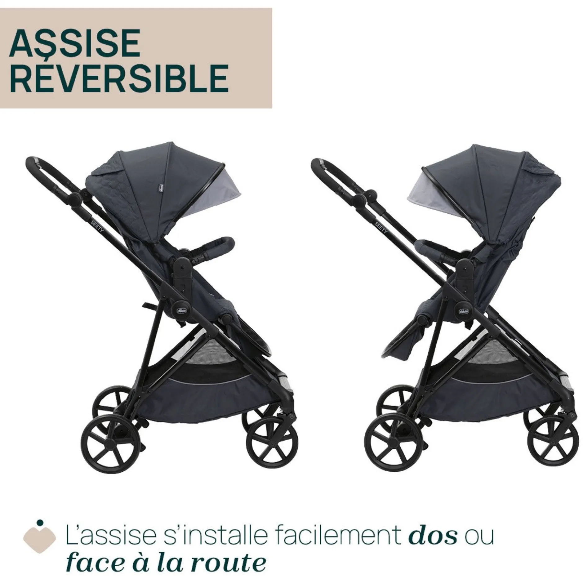 Tout Pour Vos Balades|Poussettes 3-En-1*Chicco Poussette Trio Seety i-Size de Boston Grey