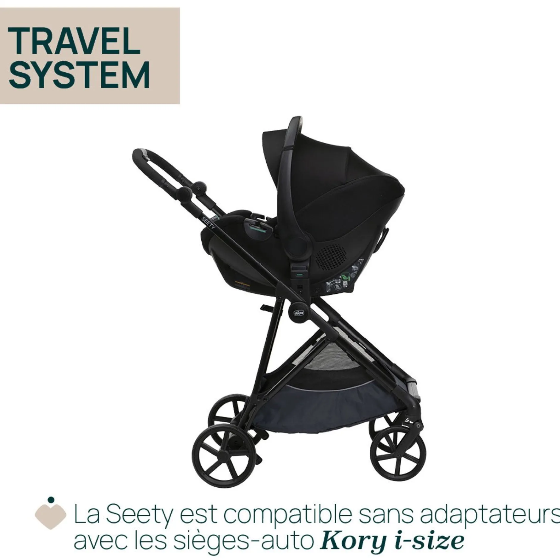 Tout Pour Vos Balades|Poussettes 3-En-1*Chicco Poussette Trio Seety i-Size de Boston Grey