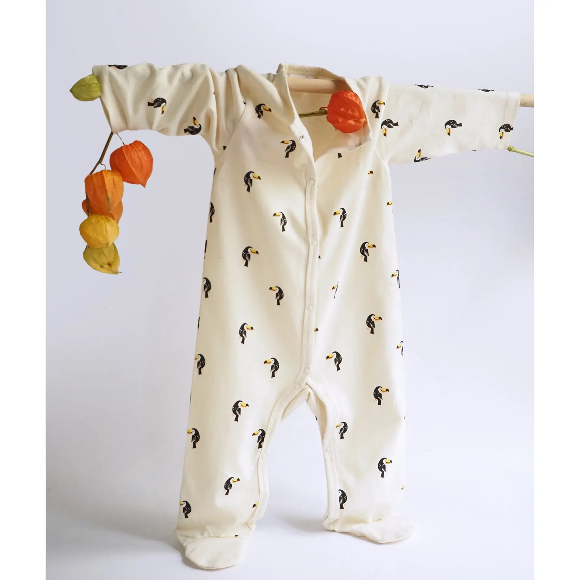 Pyjamas|Pyjamas*P'tit bisou Pyjama en coton recyclé de Beige AOP