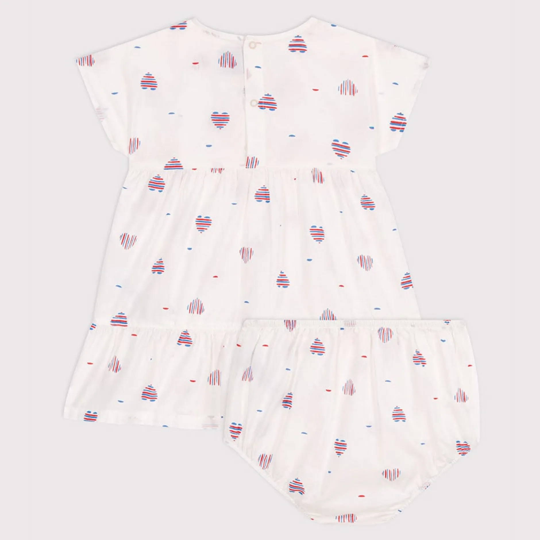 Robes, Jupes*Petit Bateau Robe bébé en coton manches courtes et bloomer imprimés cœurs de Avalanche
