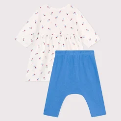 Robes, Jupes*Petit Bateau Robe bébé et legging en coton de Blanc Marshmallow