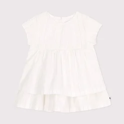 Robes, Jupes*Petit Bateau Robe cérémonie bébé en coton léger manches courtes de Ecume