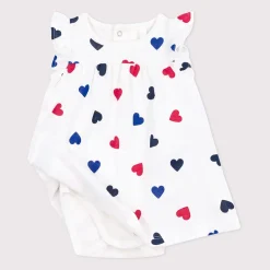 Robes, Jupes*Petit Bateau Robe en coton à manches courtes et body intégré tricoeur de
