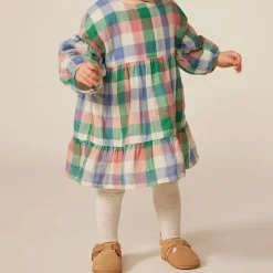 Robes, Jupes*Petit Bateau Robe manches longues en gaze de coton 12 mois de Blanc avalanche / Multicolore