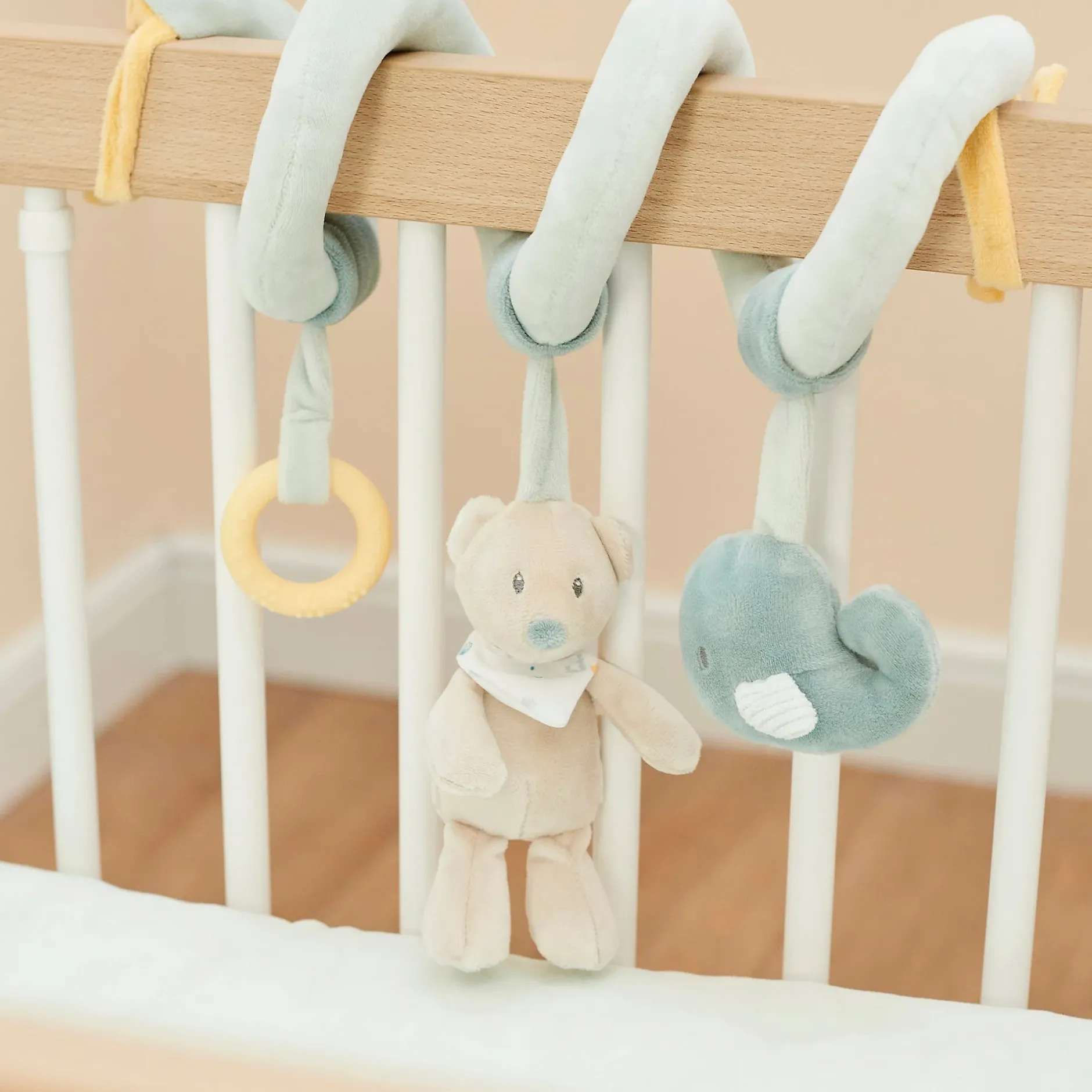 Peluches À Accrocher*Nattou Roméo, Jules & Sally Spirale de Jeu de Vert Pastel