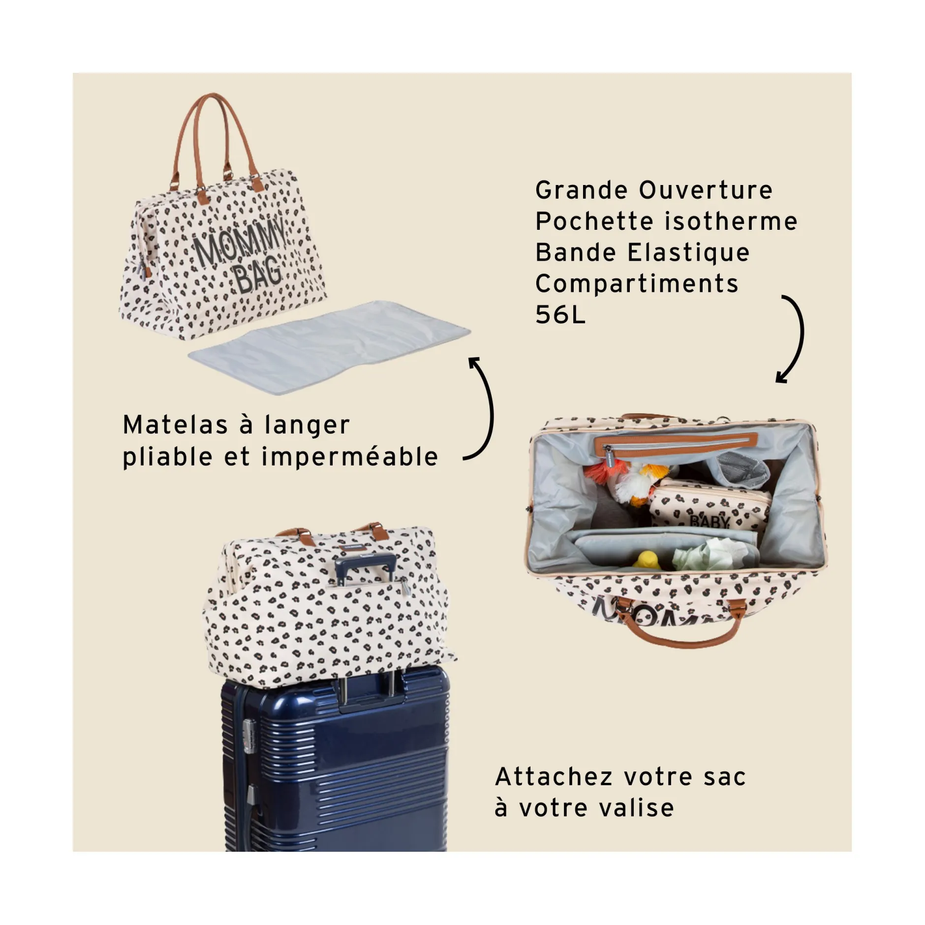Sacs À Langer|Tout Pour Vos Balades*Childhome Sac à langer Mommy Bag de Leopard