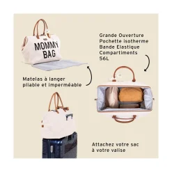 Sacs À Langer|Tout Pour Vos Balades*Childhome Sac à langer Mommy Bag de Teddy écru