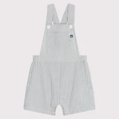 Combinaisons, Salopettes*Petit Bateau Salopette bébé en coton jambes courtes rayée de Bleu brut