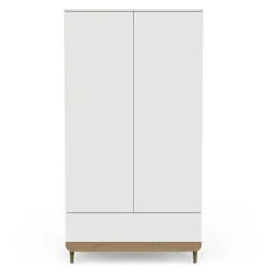 Armoires 2 Portes*CBA Meubles Scandinave Armoire 2 portes + 1 tiroir de Blanc / Chêne