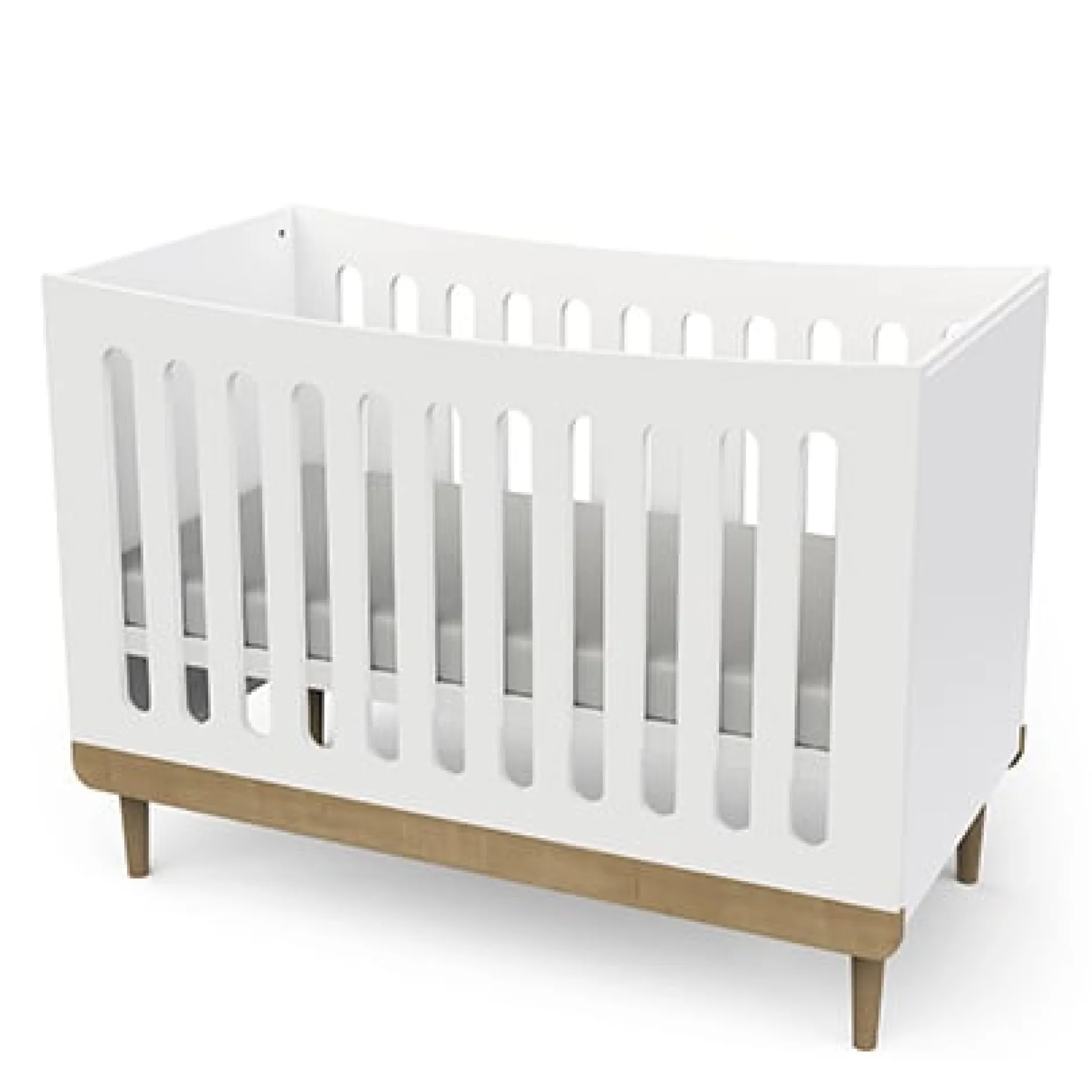 Lits 60X120 Non Évolutifs*CBA Meubles Scandinave Lit 60 x 120 cm de Blanc / Chêne