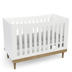 Lits 60X120 Non Évolutifs*CBA Meubles Scandinave Lit 60 x 120 cm de Blanc / Chêne