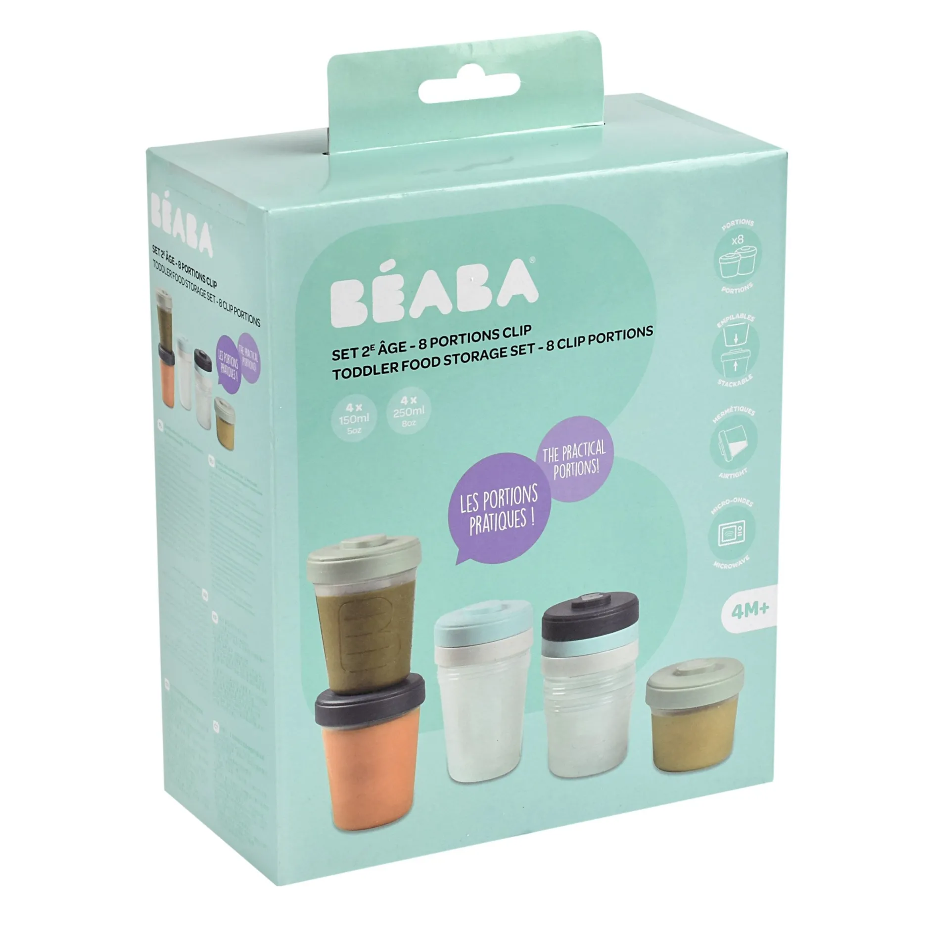 Pots*Béaba Set 2ème âge 8 portions clip 150ml/250ml de