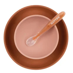 Coffrets*Nattou Set Repas Enfant avec Bavoir 4 pièces Silicone de Rose