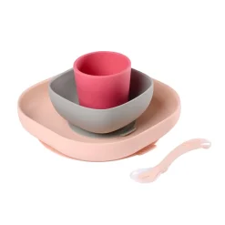 Coffrets|Assiettes*Béaba Set Vaisselle Silicone 4 pièces de Pink