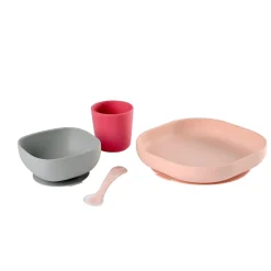 Coffrets|Assiettes*Béaba Set Vaisselle Silicone 4 pièces de Pink
