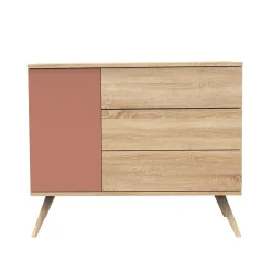 Commodes*Sauthon Baby's Sweet Home Seventies Commode de Chêne doré Terracotta