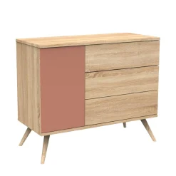 Commodes*Sauthon Baby's Sweet Home Seventies Commode de Chêne doré Terracotta