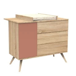 Commodes*Sauthon Baby's Sweet Home Seventies Commode de Chêne doré Terracotta