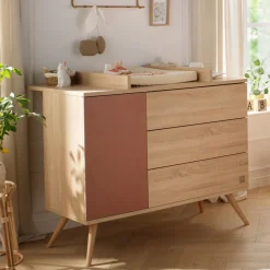 Commodes*Sauthon Baby's Sweet Home Seventies Commode de Chêne doré Terracotta