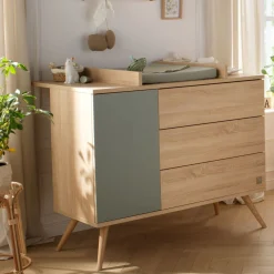 Commodes*Sauthon Baby's Sweet Home Seventies Commode de Chêne doré Sauge