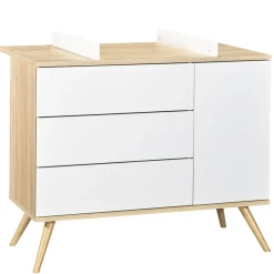 Commodes*Sauthon Baby's Sweet Home Seventies commode 1 porte 3 tiroirs de Blanc