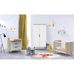 Commodes*Sauthon Baby's Sweet Home Sixties Commode 3 tiroirs de Blanc