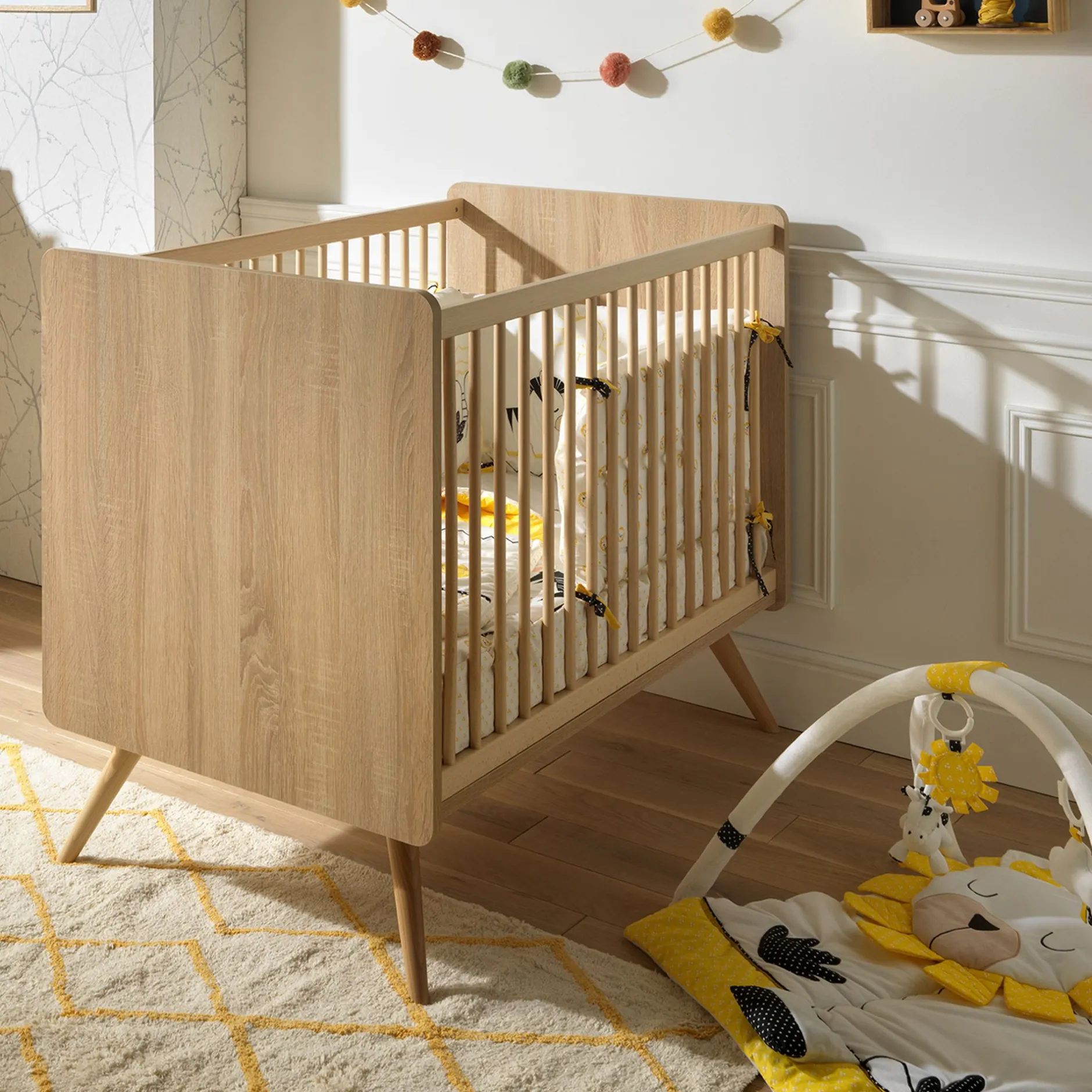 Lits 60X120 Évolutifs|Lits 60X120 Non Évolutifs*Sauthon Baby's Sweet Home Sixties Lit bébé 60x120 de Bois