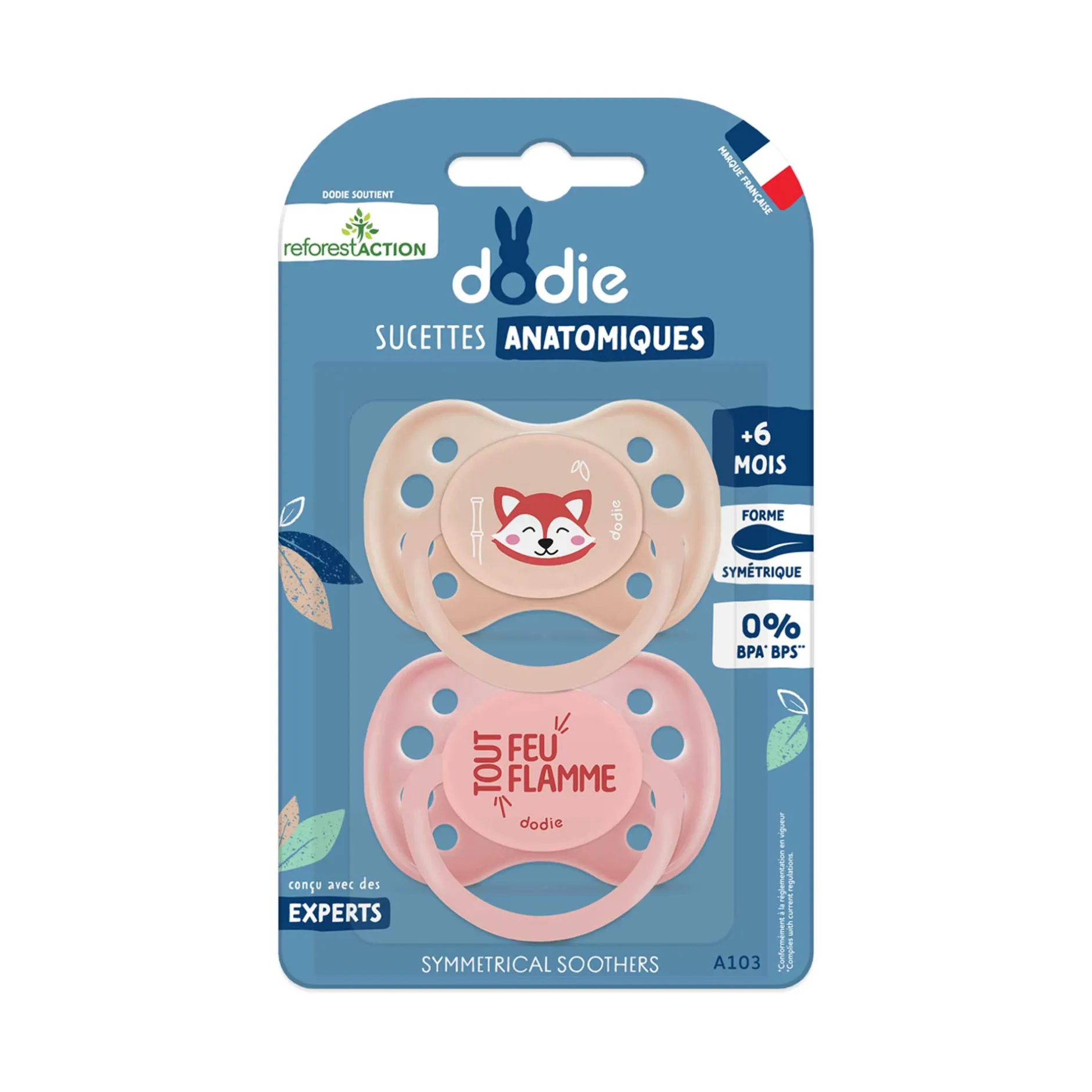 Sucettes*Dodie Sucettes Anatomiques 6 mois + de Panda Roux Rose