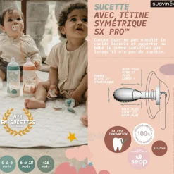 Sucettes*Suavinex Sucettes symétriques SX PRO Lot de 2 0-6 mois de Dreams Bleu
