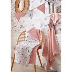 Couvertures*BB&Co Sweet Garden Couverture Luxe en Minky 70 x 100 cm de Imprimé botanique blush