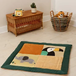 Tapis D'Éveil*Little Big Friends Tapis de parc réversible de Vert d'eau