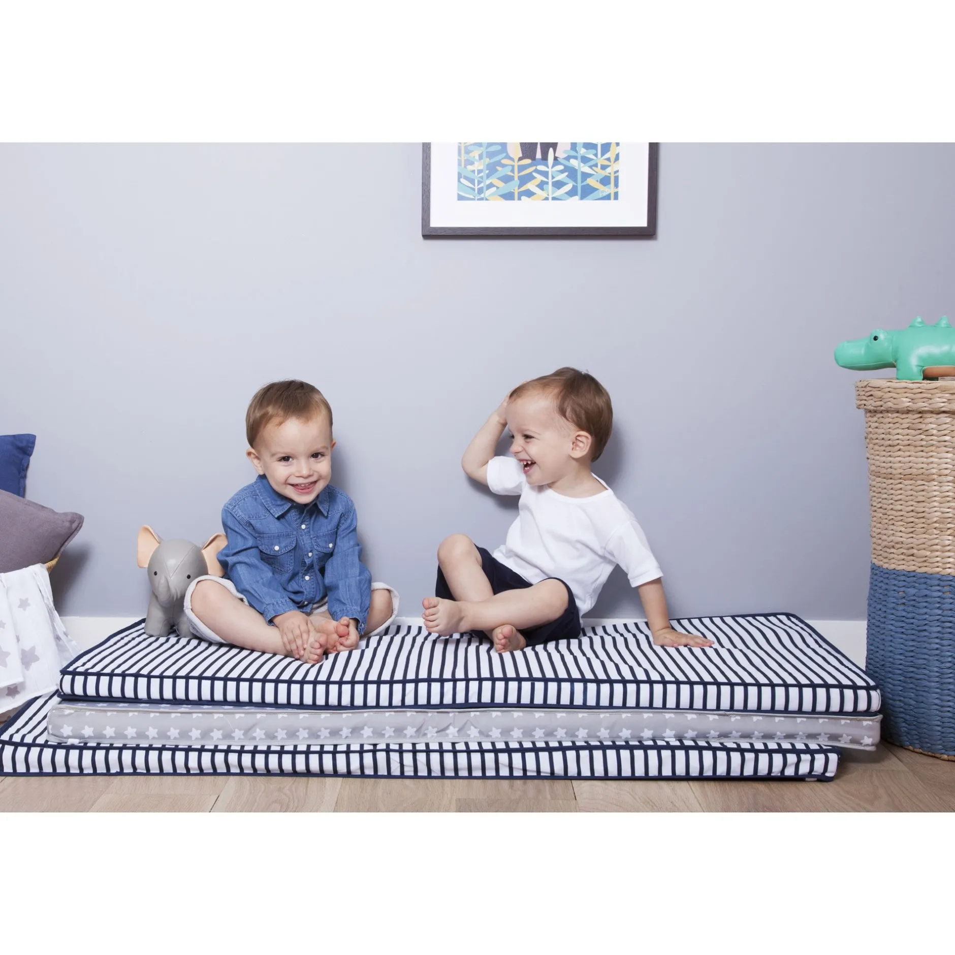 Tapis D'Éveil|Matelas De Voyage*Babytolove Tapis/Matelas de sol de Blue Stripes