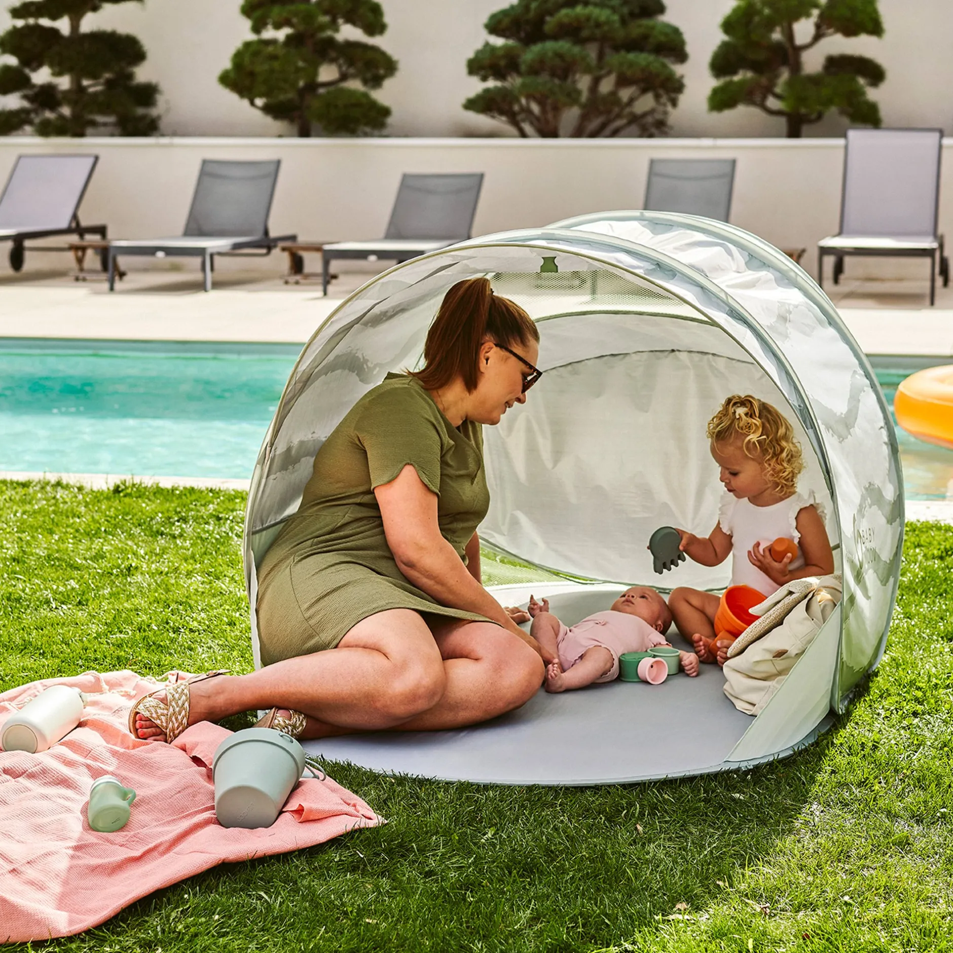 Tout Pour Vos Trajets|Autres Accessoires De Voyage*Babymoov Tente anti-UV Moov & Protect de Green Lagoon