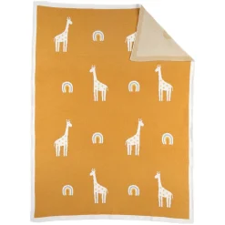 Couvertures*Noukies Tiga, Stegi & Ops Couverture tricot en jacquard BIO 75 x 100 cm de Ocre