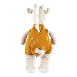 Doudous*Noukies Tiga, Stegi & Ops Peluche small Tiga en Veloudoux et mousseline de coton BIO de Beige/ocre