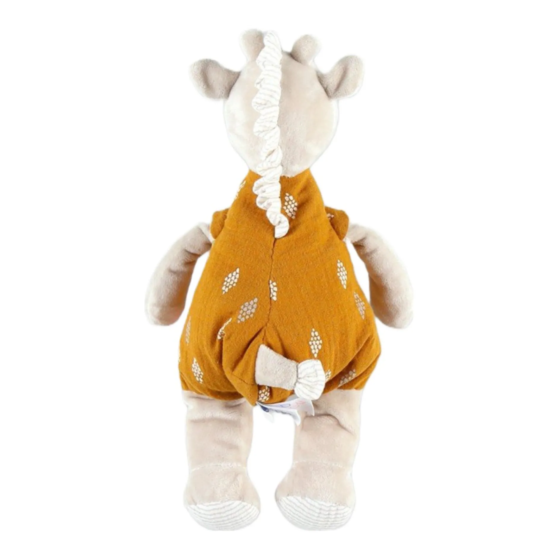 Doudous*Noukies Tiga, Stegi & Ops Peluche small Tiga en Veloudoux et mousseline de coton BIO de Beige/ocre