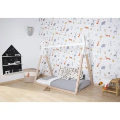Lits 70X140 Évolutifs*Childhome Tipi lit cabane 70x140 de Naturel/Blanc