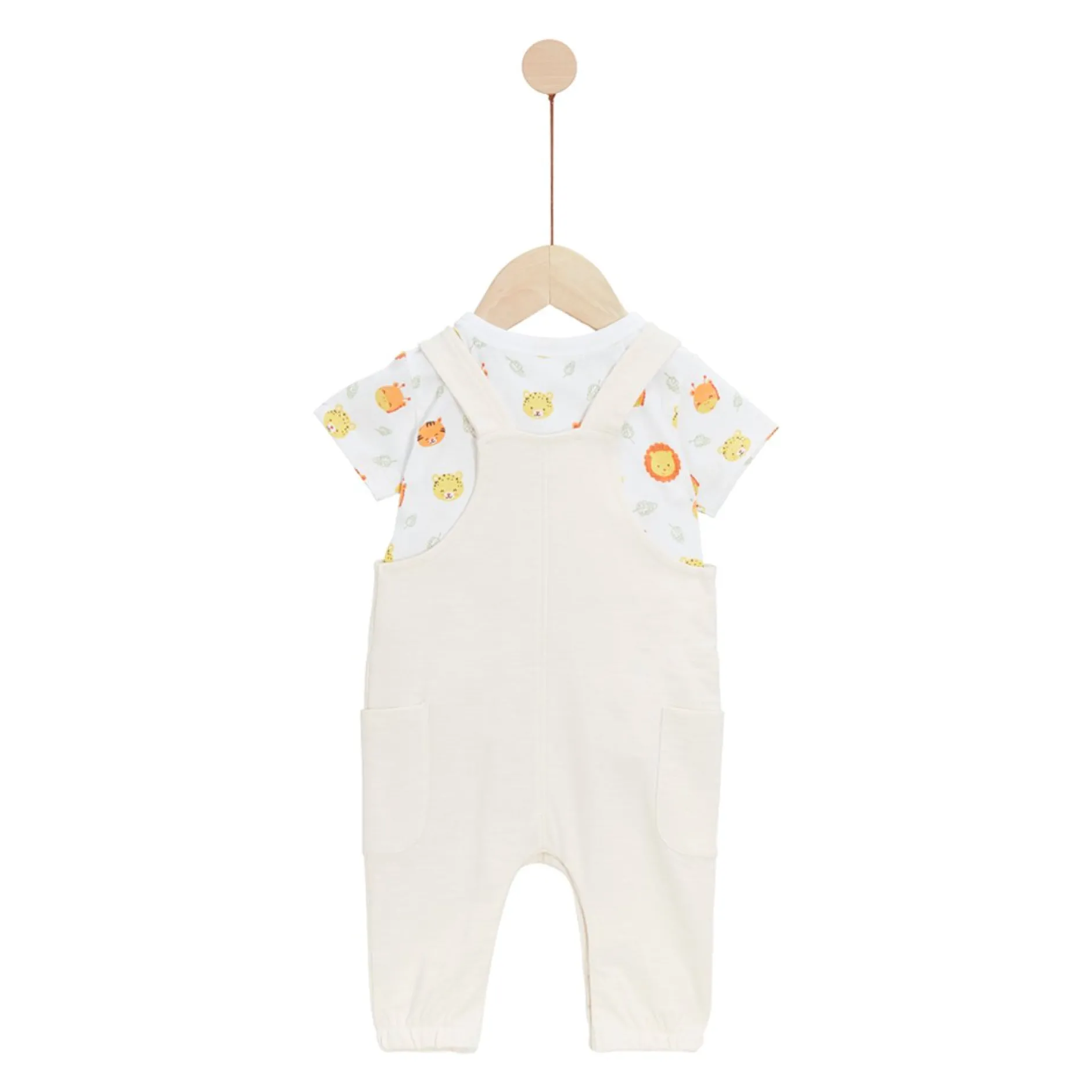 T-Shirts, Polos, Chemises|Combinaisons, Salopettes*P'tit bisou Travel With Love Ensemble 9 mois de Beige