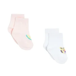 Chaussettes, Collants, Chaussons*P'tit bisou Travel With Love Lot de 2 paires de chaussettes 15/16 de Rose et blanc