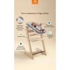 Chaises Hautes Évolutives*Stokke® Tripp Trapp® Pack Chaise haute + Baby Set + Newborn Set de Blanc / Gris