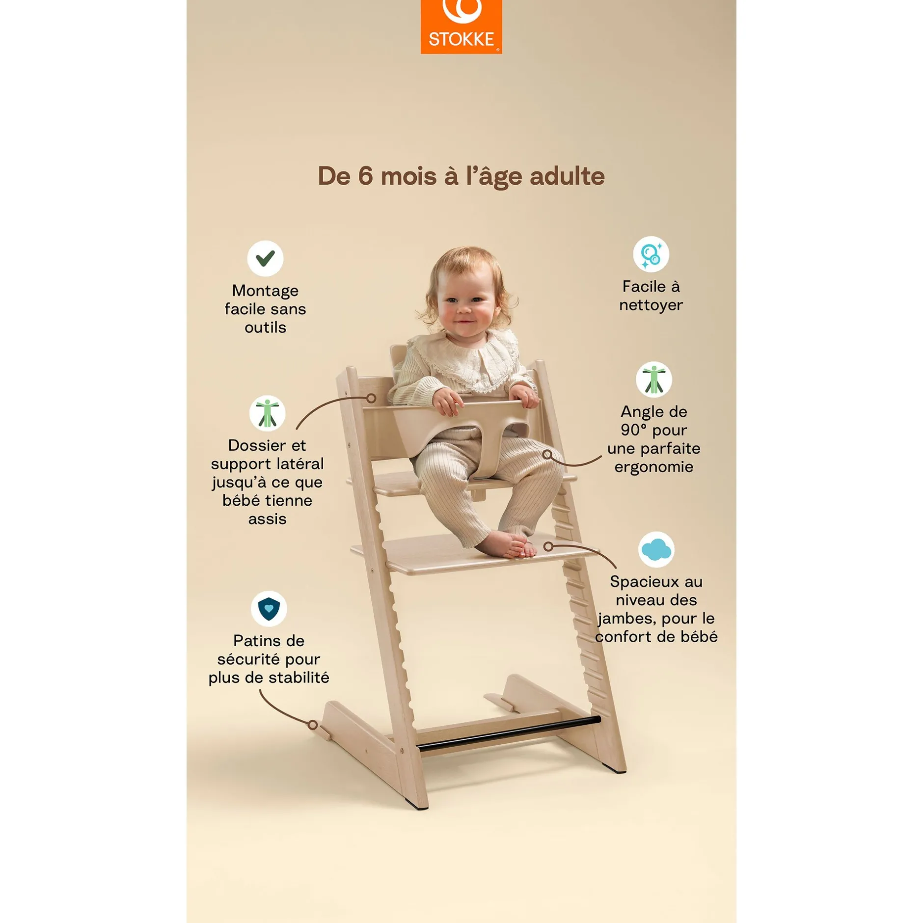 Chaises Hautes Évolutives*Stokke® Tripp Trapp® Pack Chaise haute + Baby Set de Noir