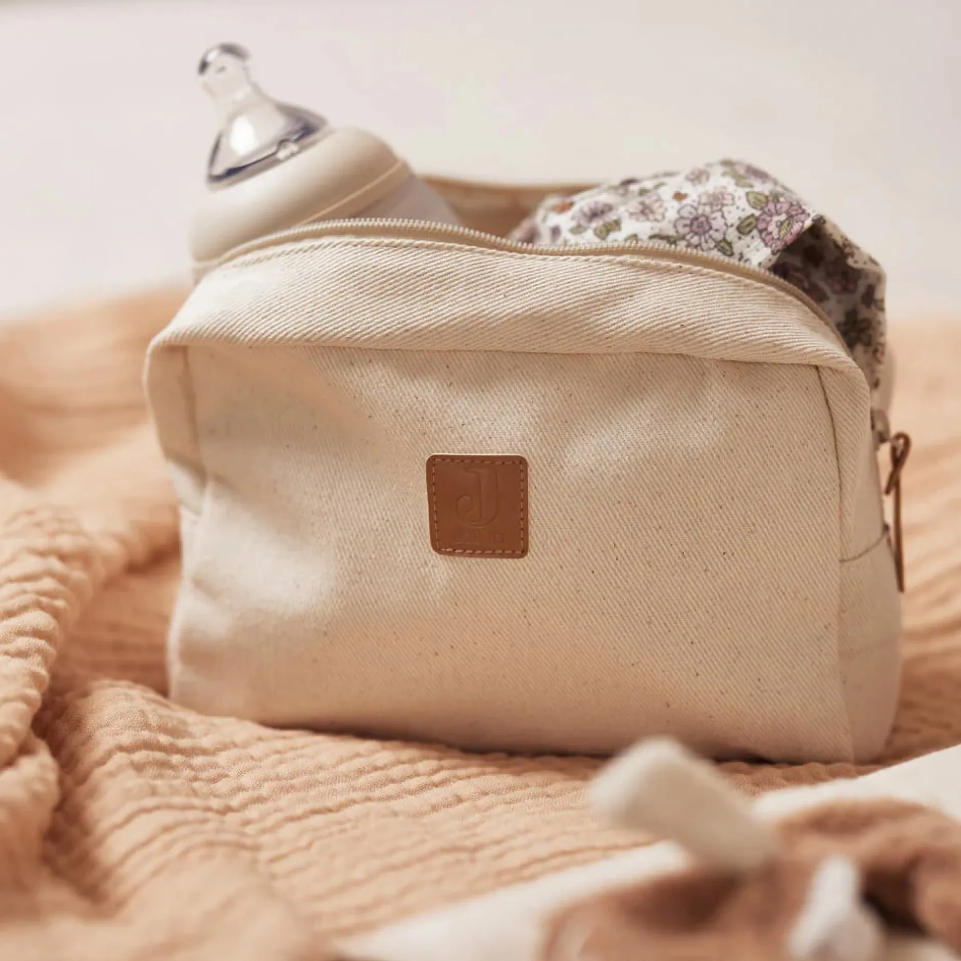 Trousses De Toilette*Jollein Trousse de soins en sergé aspect lin de Natural