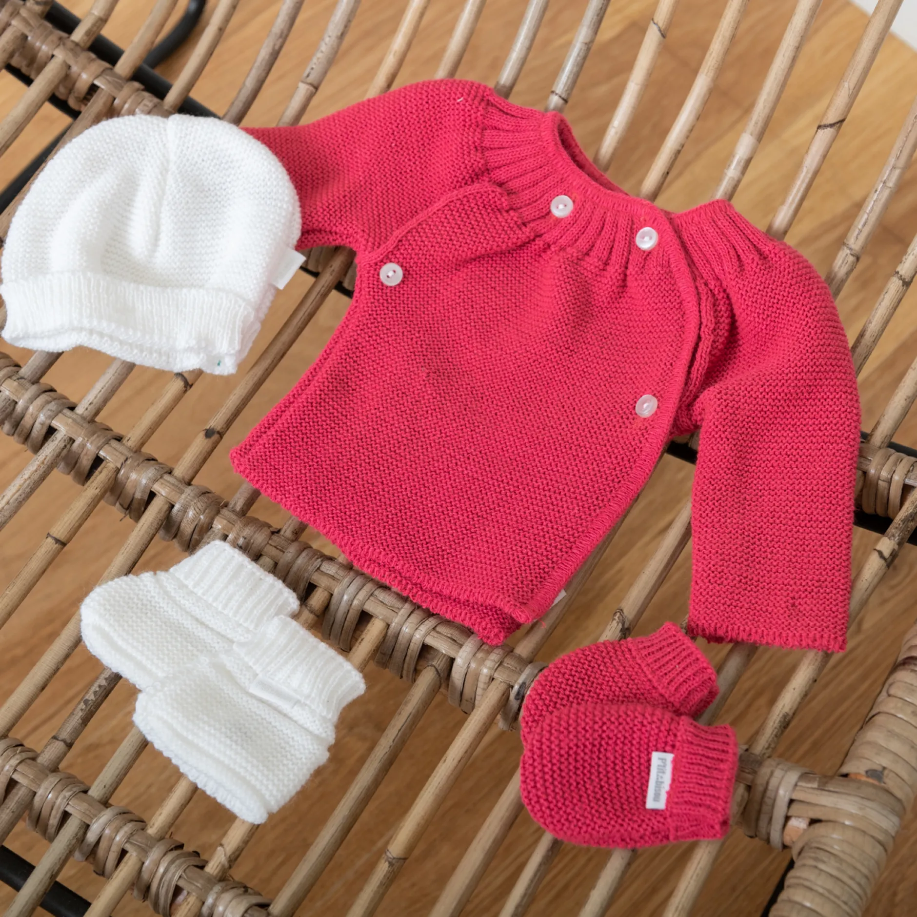 Collection Tricot|Vêtements Naissance*P'tit bisou Trousseau de naissance 1 mois de Fuschia