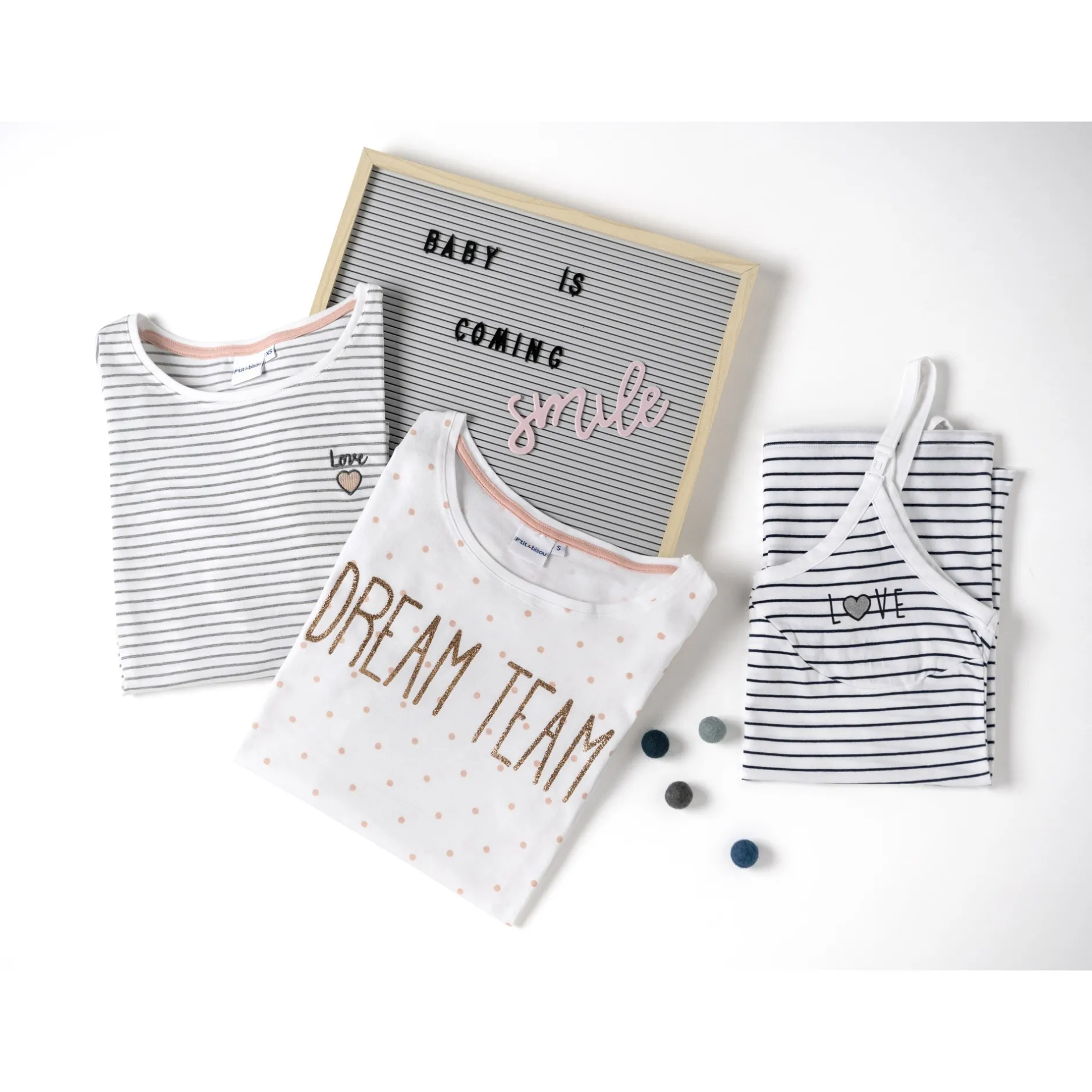 Vêtements*MAIKA Maternity T-shirt grossesse love à rayures de Gris