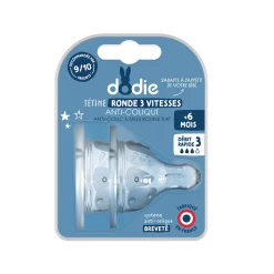 Tétines*Dodie Tétines Initiation+ Ronde Débit rapide 6 mois + de